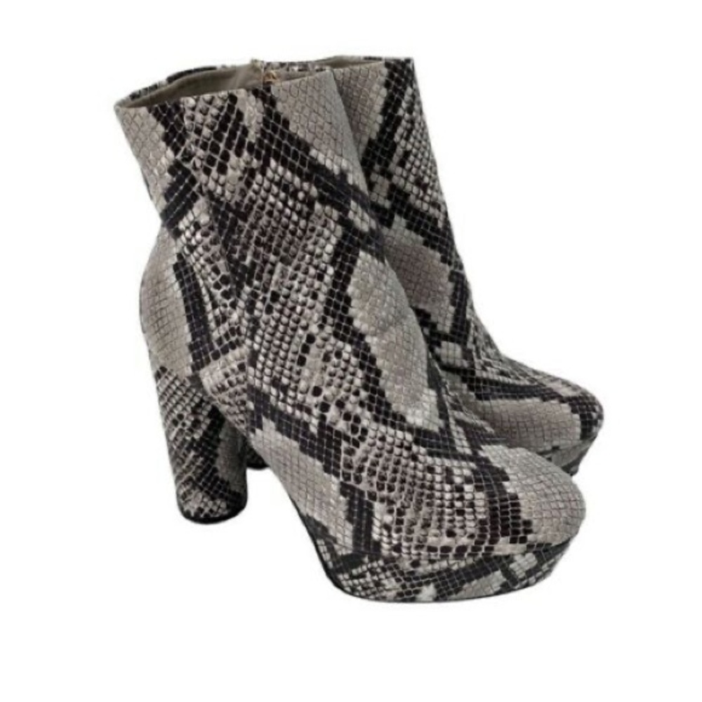 Bamboo Snake Skin Platform Boot Heels